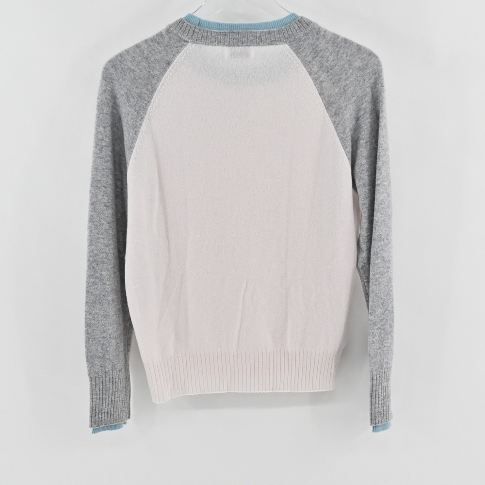 27 Miles Proctor Cashmere Baseball Sweater Womens Size S Pink Grey Blue Raglan - Picture 2 of 9
